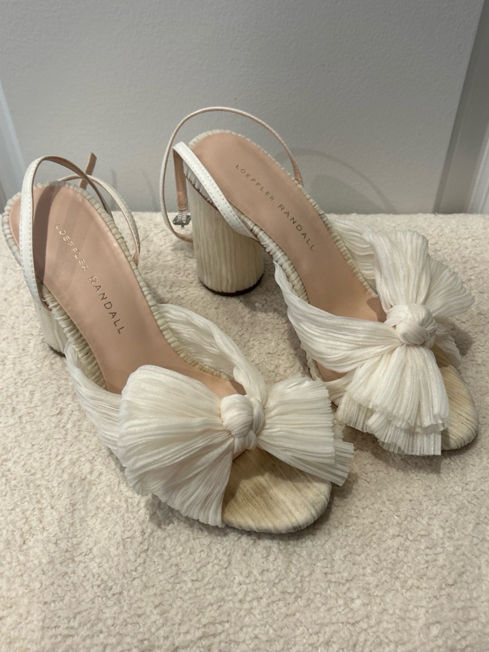 Loeffler Randall Ivory Bow Slingback Block Heels